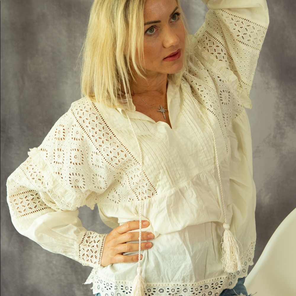 Twinset long sleeve retro Stu Lyle blouse 6 size